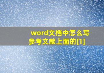 word文档中怎么写参考文献上面的[1]